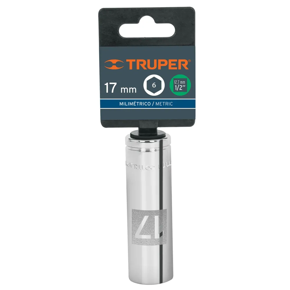 Dado Cuadro 1/2" Largo de 6 Puntas Truper 17 mm