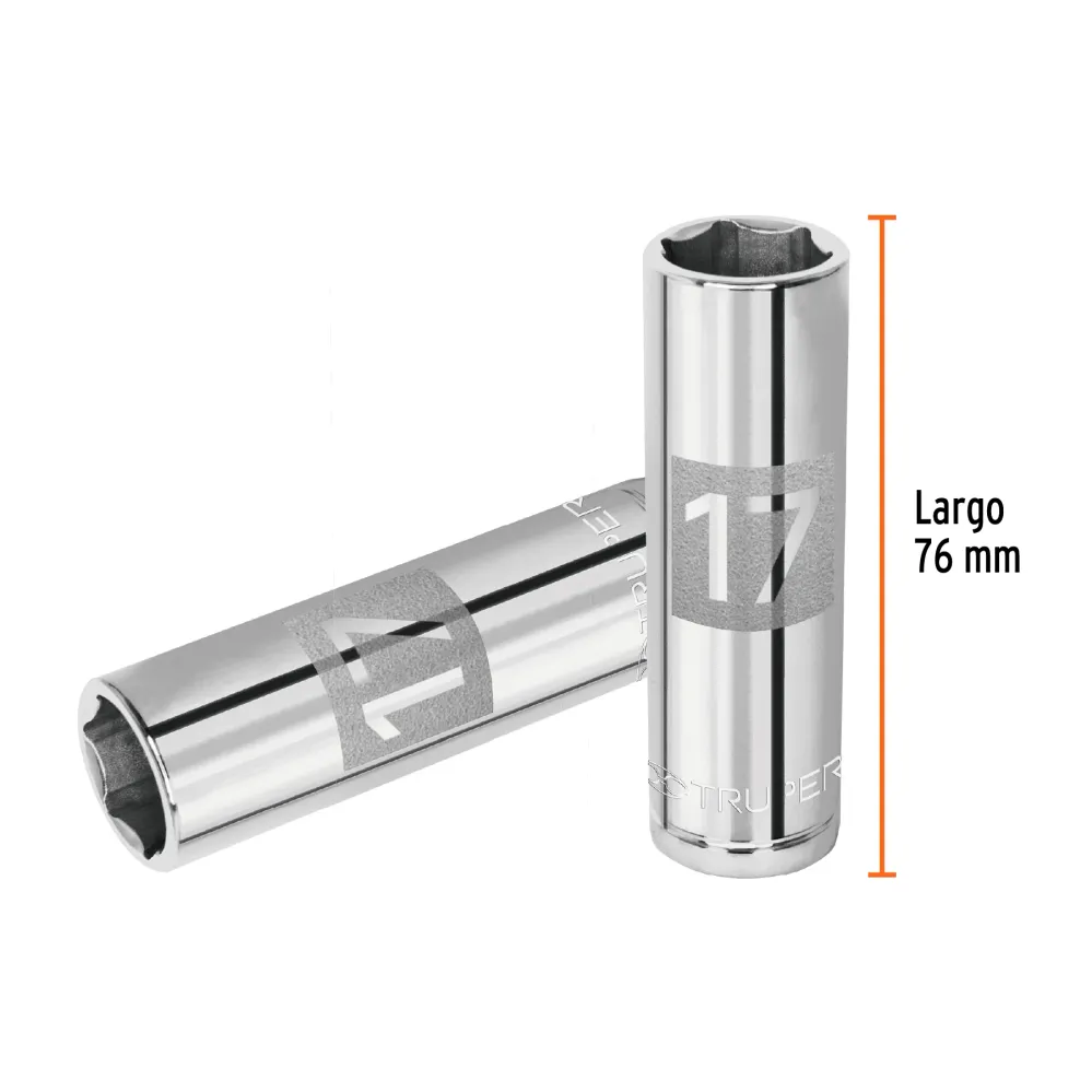 Dado Cuadro 1/2" Largo de 6 Puntas Truper 17 mm