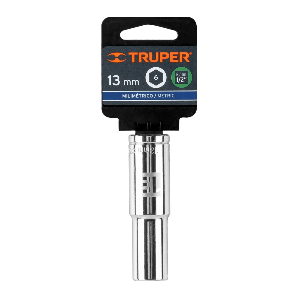 Dado Cuadro 1/2" Largo de 6 Puntas Truper 13 mm