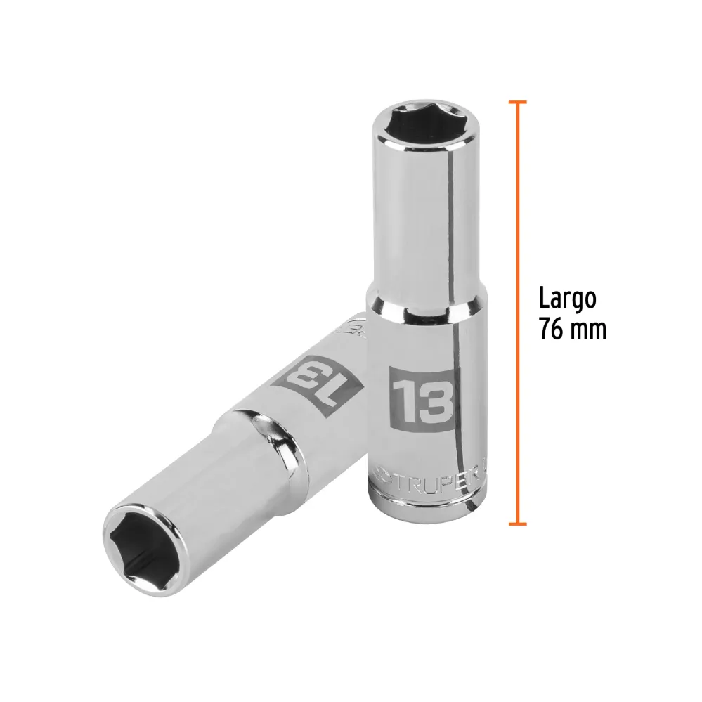 Dado Cuadro 1/2" Largo de 6 Puntas Truper 13 mm