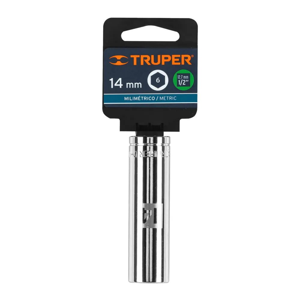 Dado Cuadro 1/2" Largo de 6 Puntas Truper 14 mm