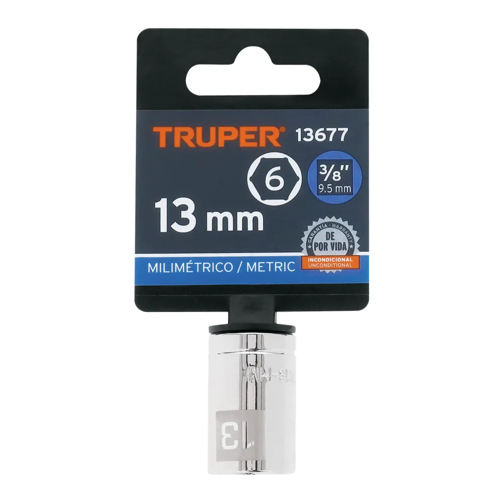 Dado Cuadro 3/8" de 6 Puntas Truper 13 mm
