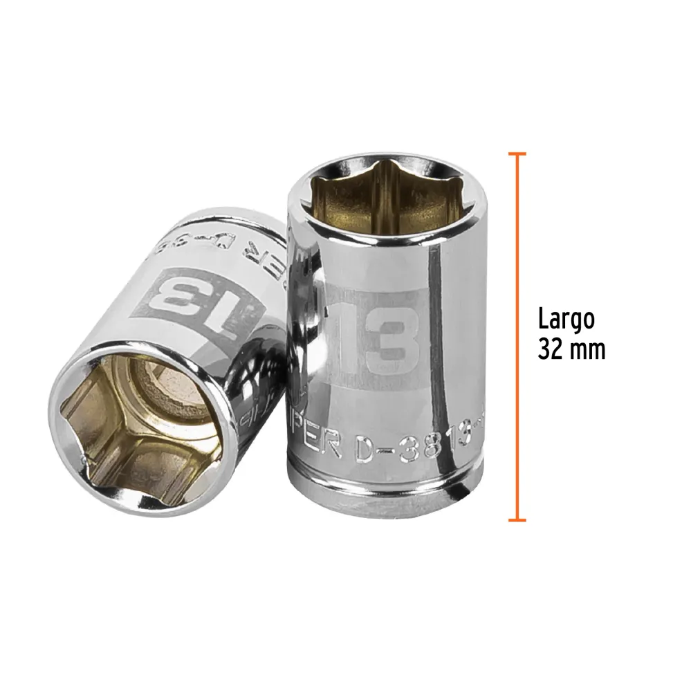 Dado Cuadro 3/8" de 6 Puntas Truper 13 mm