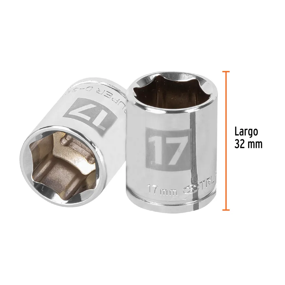 Dado Cuadro 3/8" de 6 Puntas Truper 17 mm