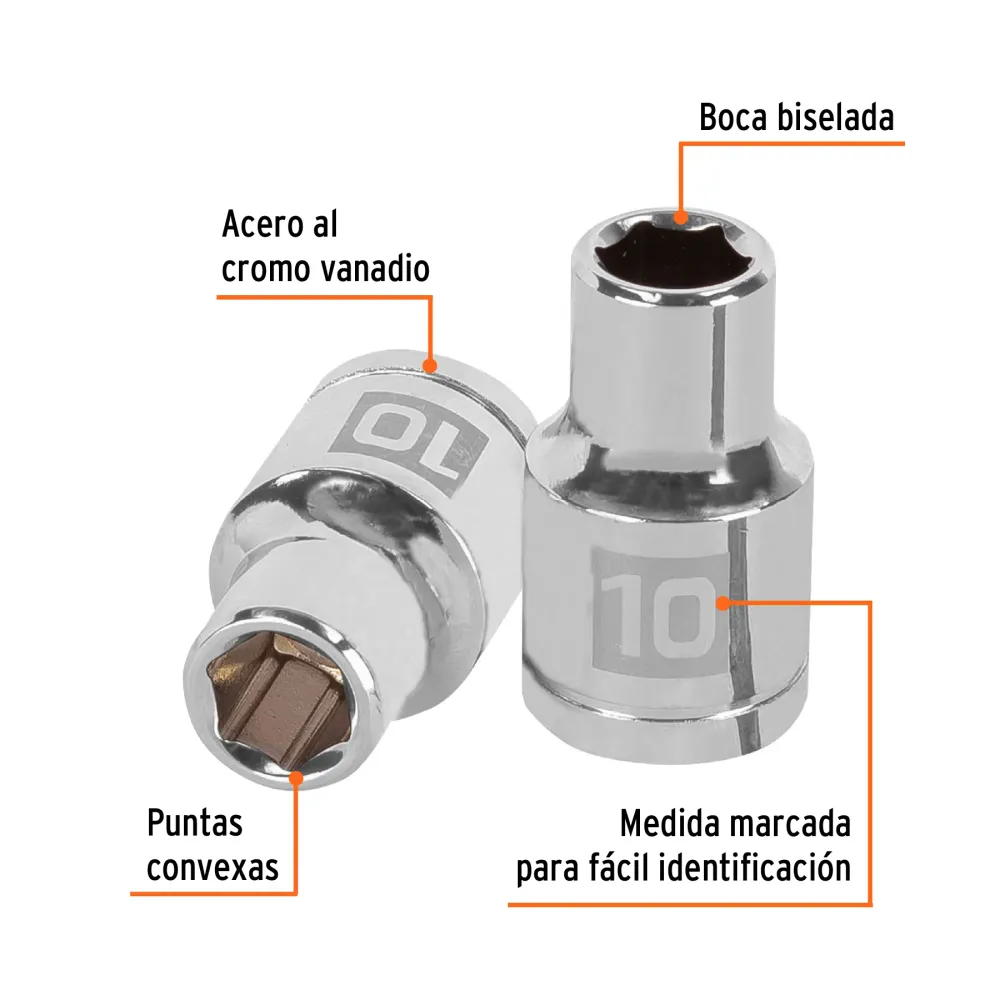 Dado Cuadro 1/2" de 6 Puntas Truper 10 mm