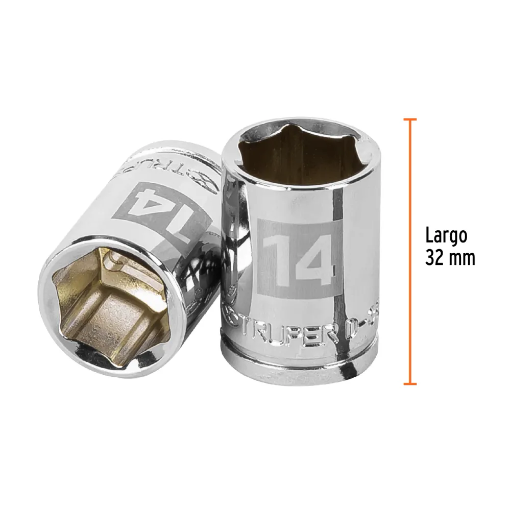 Dado Cuadro 3/8" de 6 Puntas Truper 14 mm