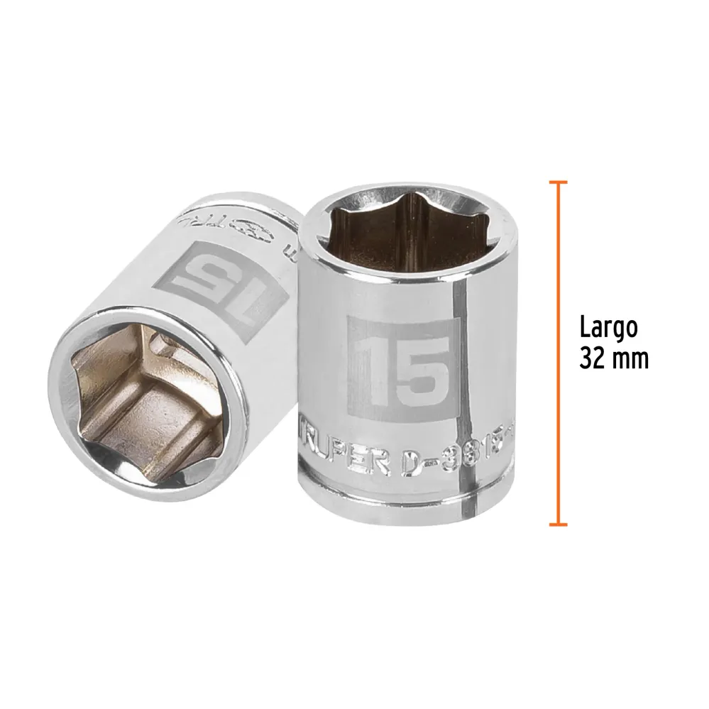 Dado Cuadro 3/8" de 6 Puntas Truper 15 mm