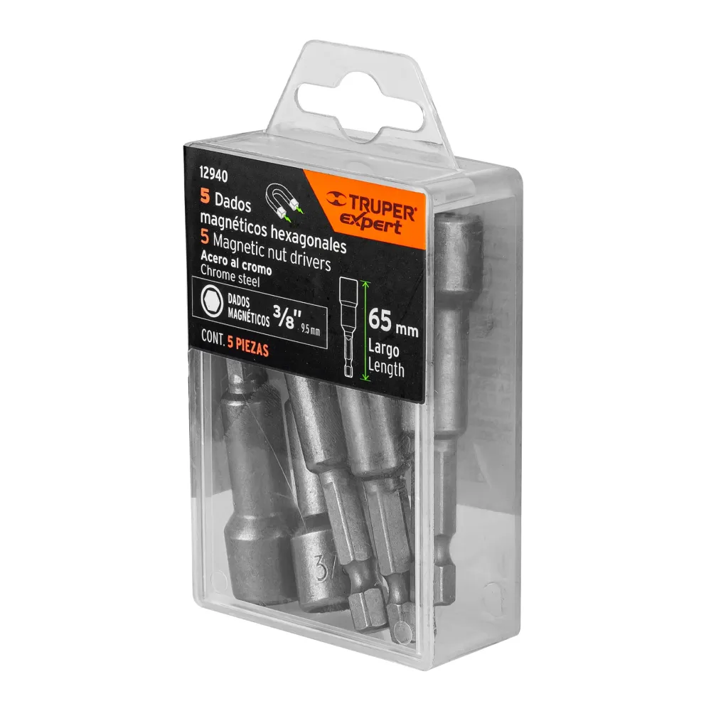 Dado Magnetico Hexagonal Zanco 1/4" Dado 3/8" Truper Estuche 5 Piezas