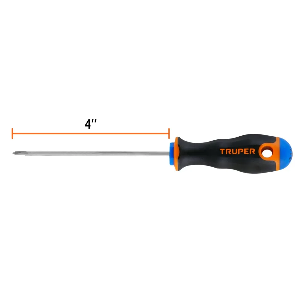 Desarmador Mango Comfort Grip Truper de Cruz 1/8" (#0) X 4"