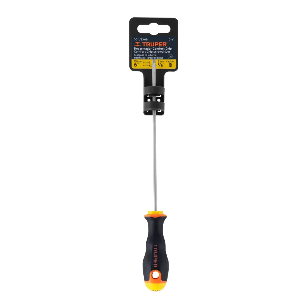 Desarmador Mango Comfort Grip Truper Plano 1/8" X 6"