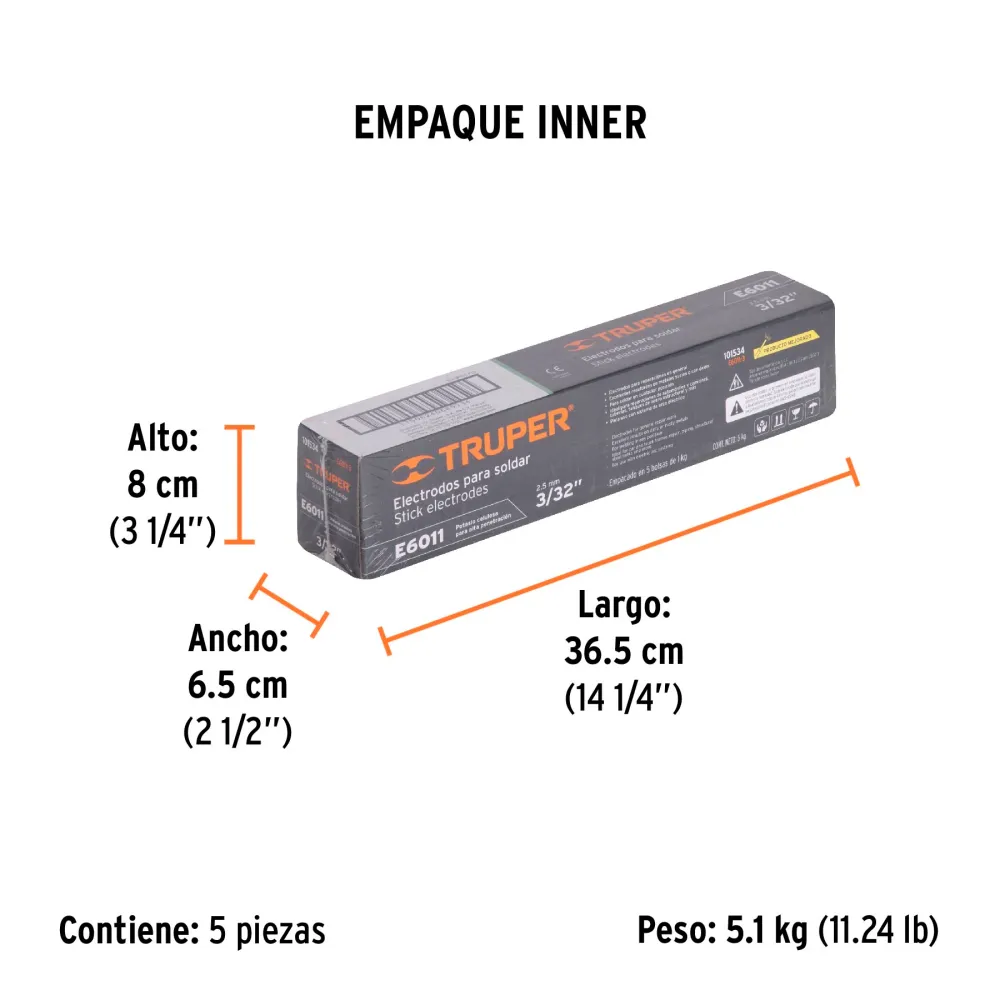 Electrodos 6011 de 3/32" Truper 1 Kilo