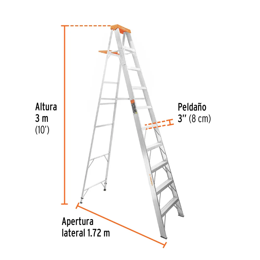 Escalera Tipo Tijera Tipo II Truper 9 Peldaños con Bandeja