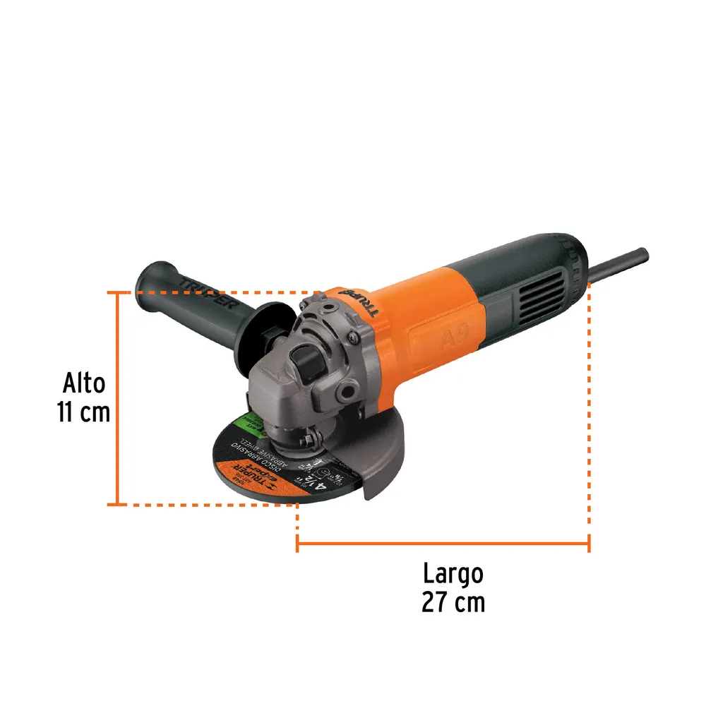 Esmeriladora Angular 4"1/2 - 800 Watts Truper Pro