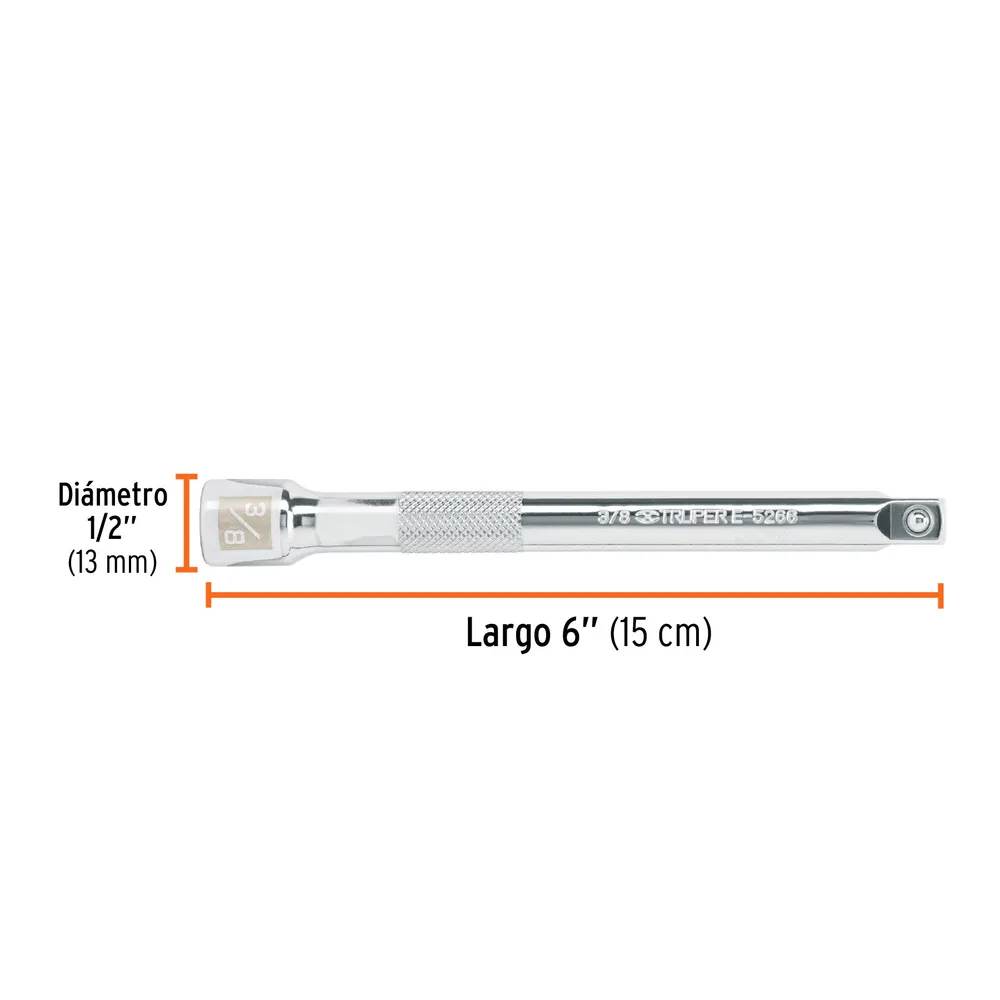 Extension para Matraca Cuadro 3/8" Truper Largo 6"