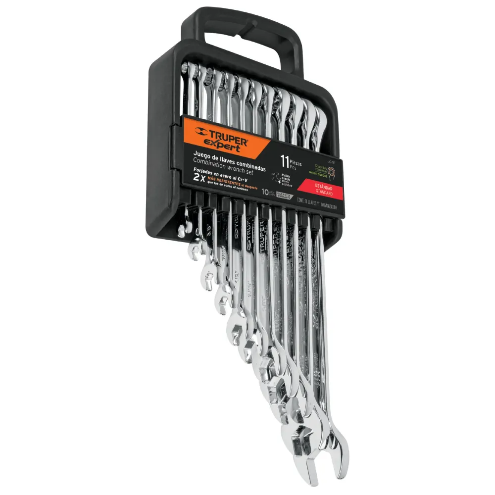 Juego de 11 Llaves Combinadas Pulidas STD Truper Expert