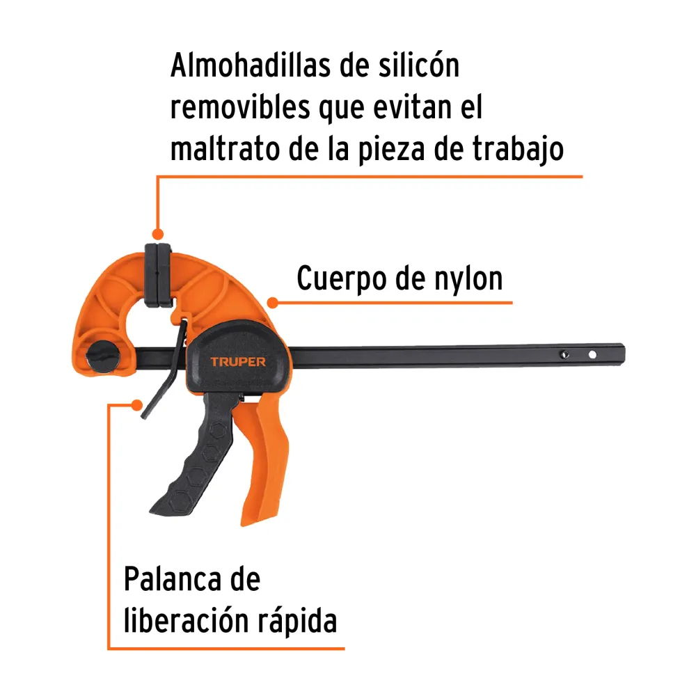 Prensa de Ajuste Rapido Cuerpo de Nylon TRUPER 6"