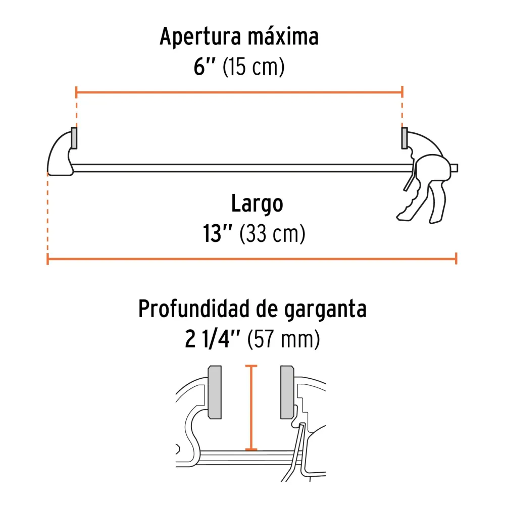Prensa de Ajuste Rapido Cuerpo de Nylon TRUPER 6"