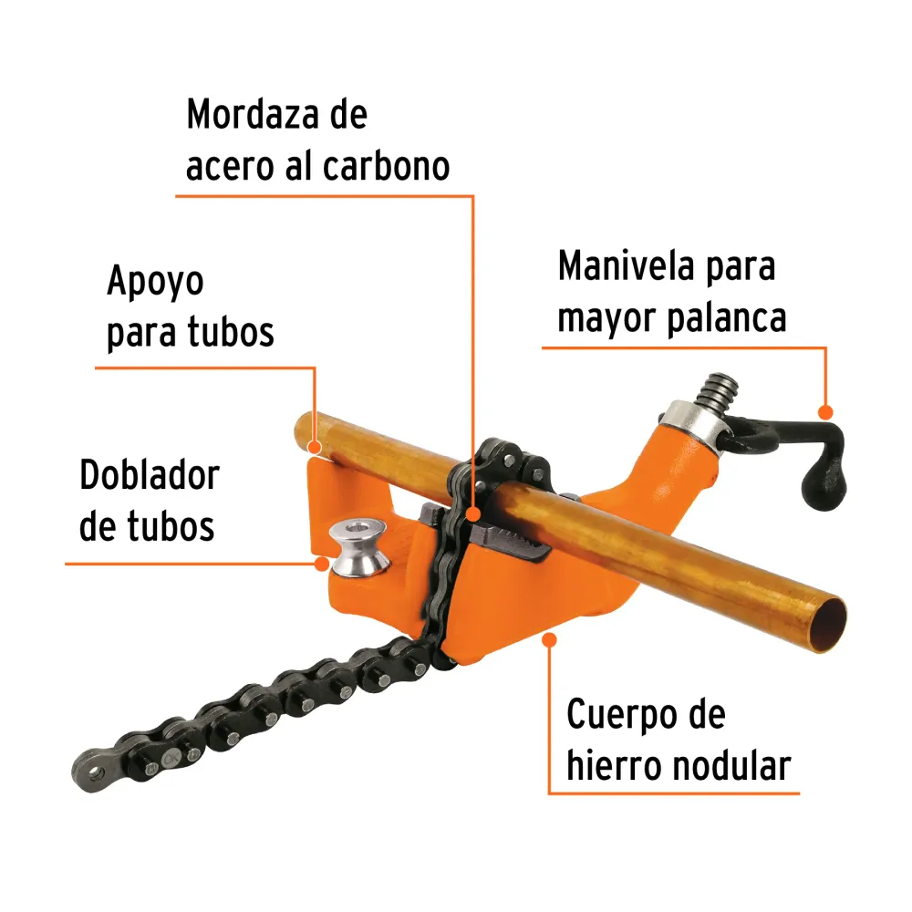 Prensa de Cadena para Tubo 2"1/2" Cuerpo de Hierro Nodular Truper