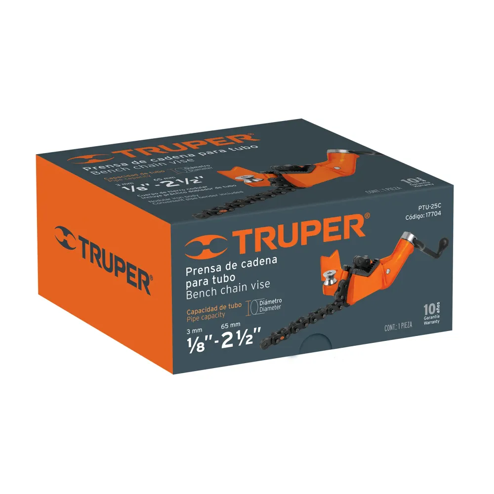 Prensa de Cadena para Tubo 2"1/2" Cuerpo de Hierro Nodular Truper