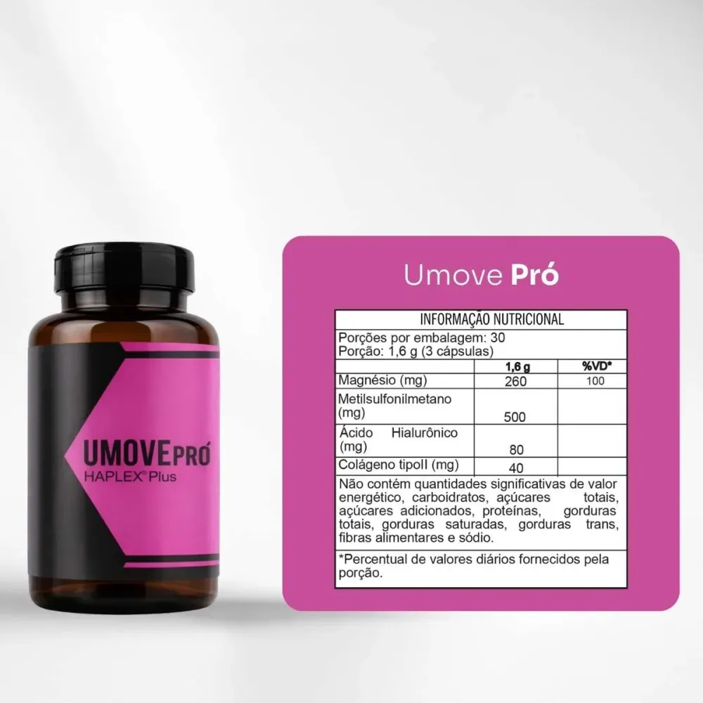 UMOVE Pro: Suplemento Inteligente para Articulações - Colágeno Tipo II - 90 Cápsulas