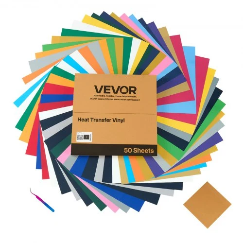 Vinil Transferência Térmica VEVOR 50 Folhas Multicolor