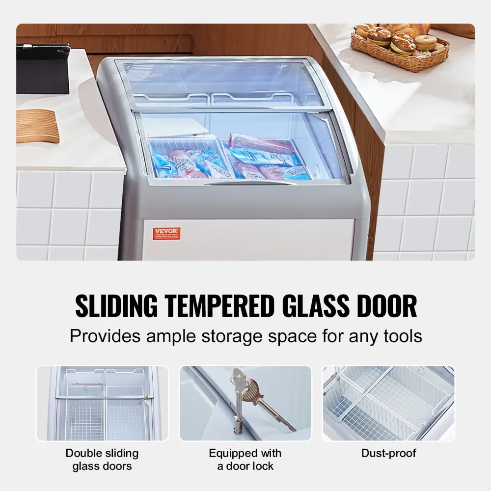 Vitrina Comercial para Gelados VEVOR 154L com Tampa de Vidro