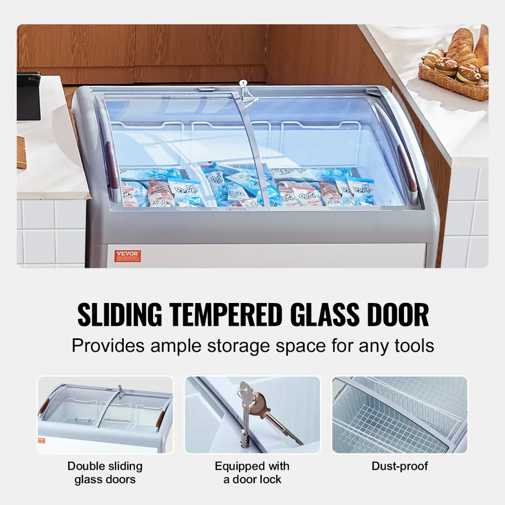 Vitrine Congeladora Comercial 264L com Tampa de Vidro Móvel