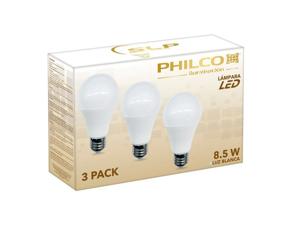 Paquete de Focos Led Philco 8.5w 3 Pzas Waldo's