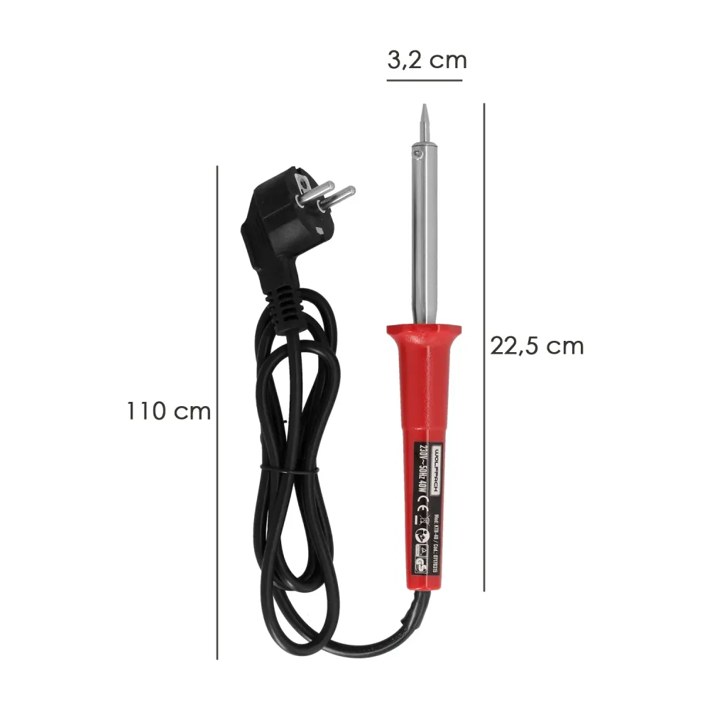 Ferro de solda de ponta reta Wolfpack de 40 watts