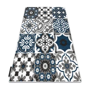 Tapete ALTER Porto flores azul 200x290 cm Kit 4 Peças