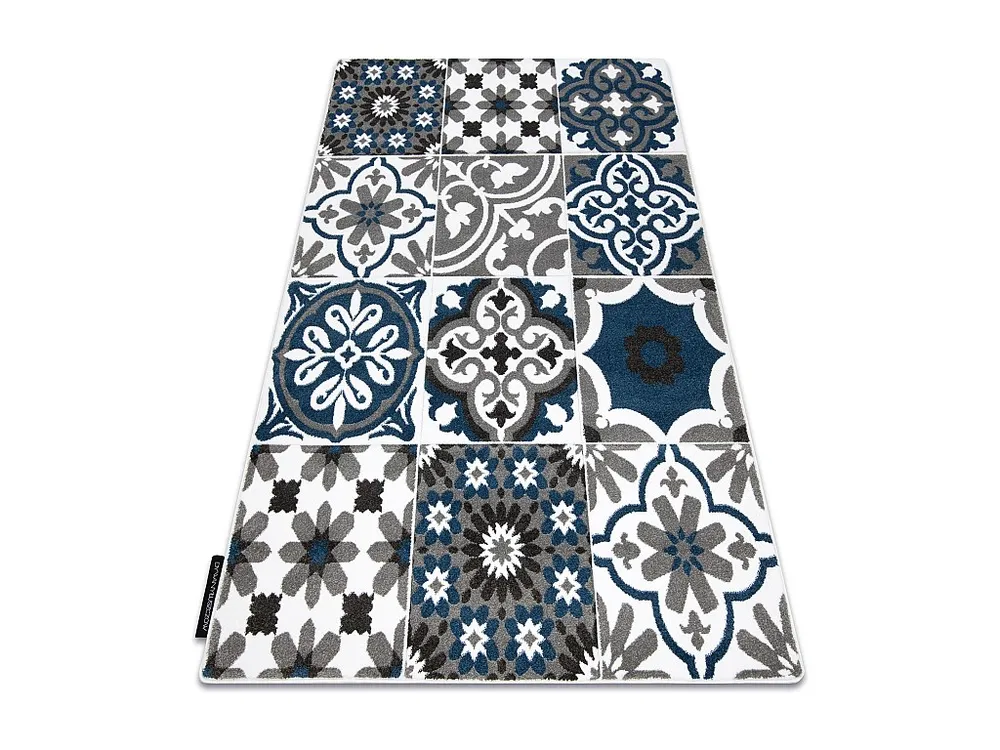Tapete ALTER Porto flores azul 200x290 cm Kit 4 Peças