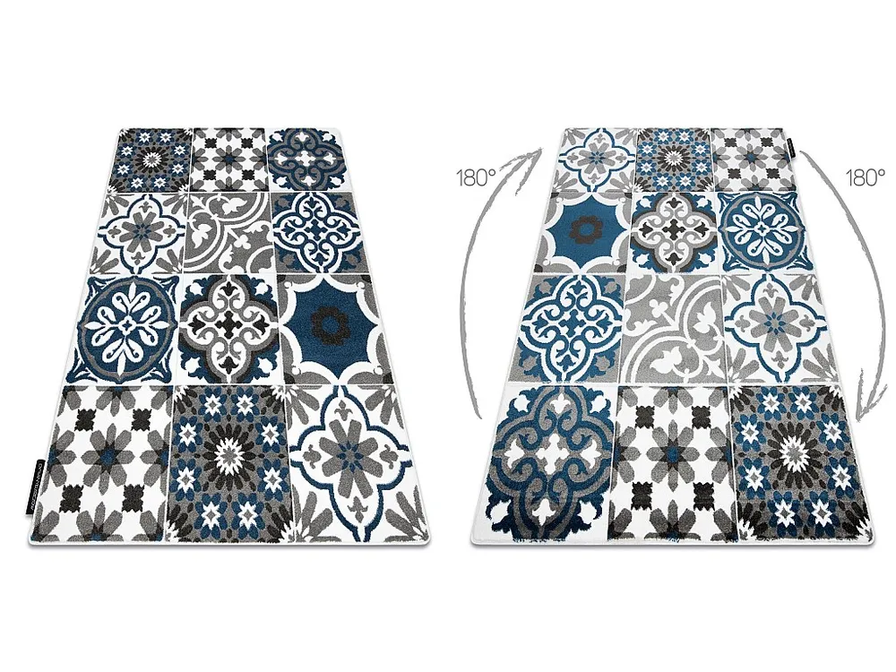 Tapete ALTER Porto flores azul 200x290 cm Kit 4 Peças