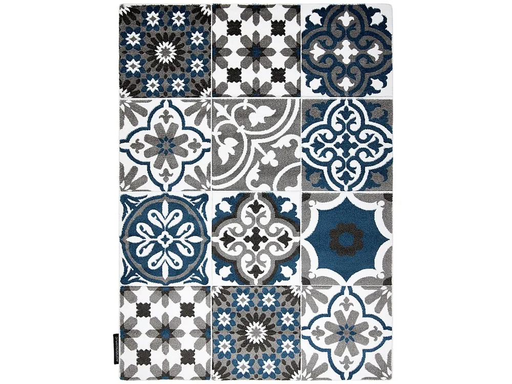 Tapete ALTER Porto flores azul 200x290 cm Kit 4 Peças