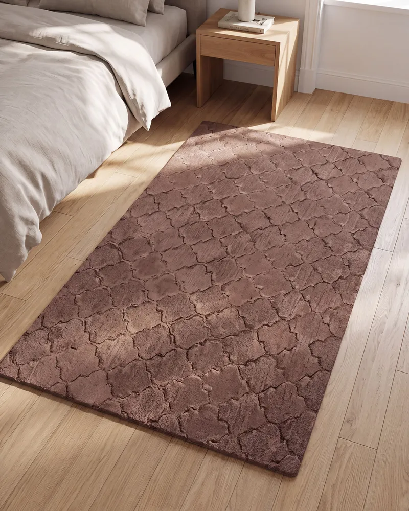 Faux Rabbit Fur Rug 80 x 150 cm Chocolate GHARO
