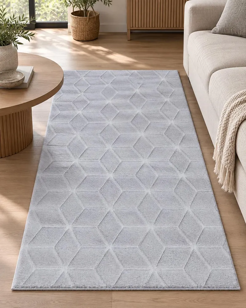 Faux Rabbit Fur Rug 80 x 150 cm Grey THATTA