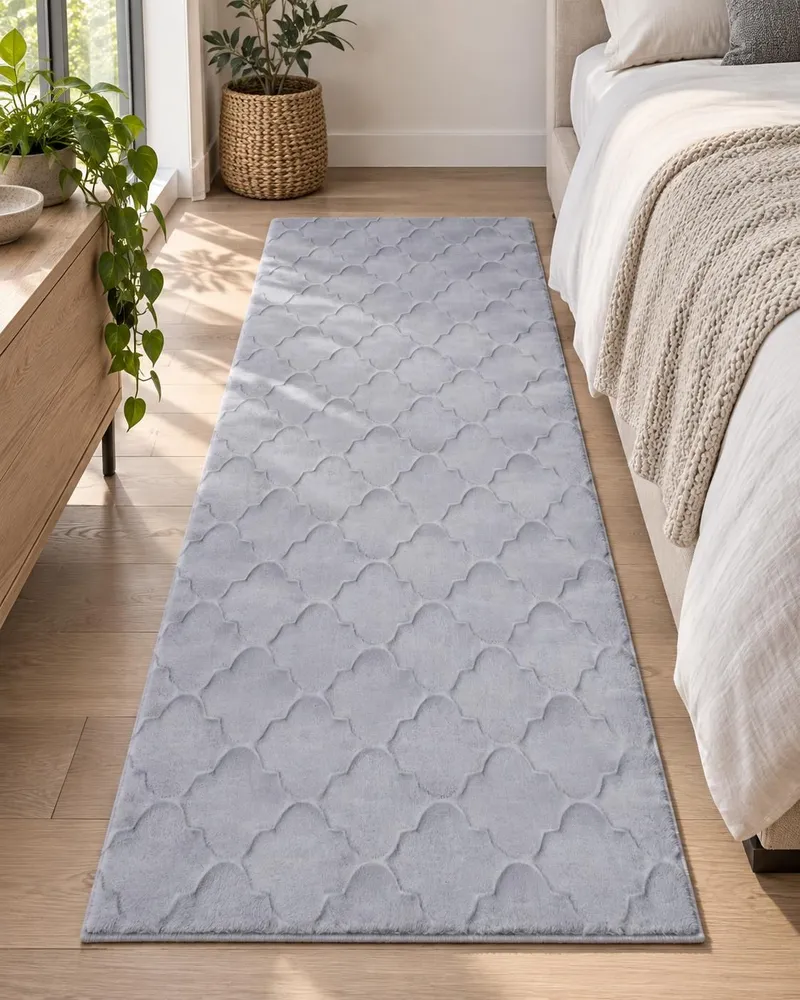 Faux Rabbit Fur Rug 80 x 150 cm Grey GHARO