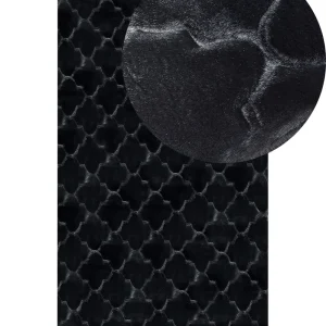Faux Rabbit Fur Rug 80 x 150 cm Negro GHARO