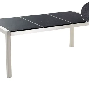 Granite Garden Table Triádico Plate Top 180 x 90 cm Black GROSSETO