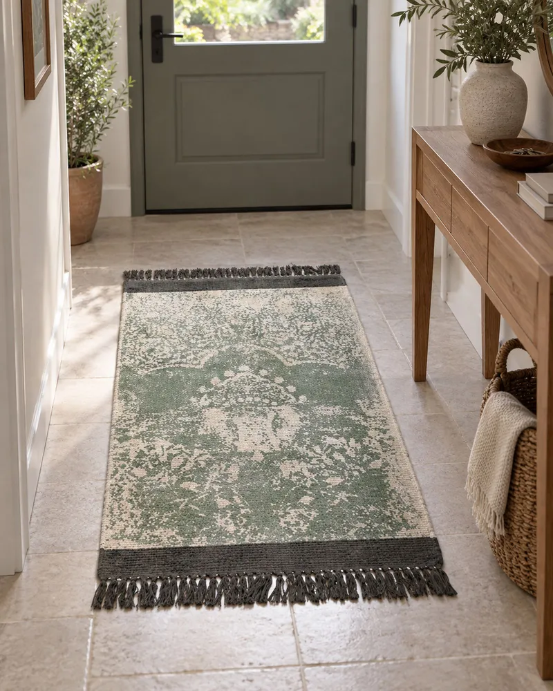 Viscose Area Rug 80 x 150 cm Jade and Beige AKARSU
