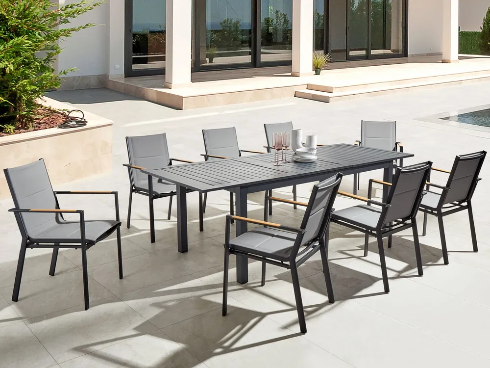 Extending Aluminium Garden Dining Table 180/240 x 90 cm Dark Grey SKALOMA