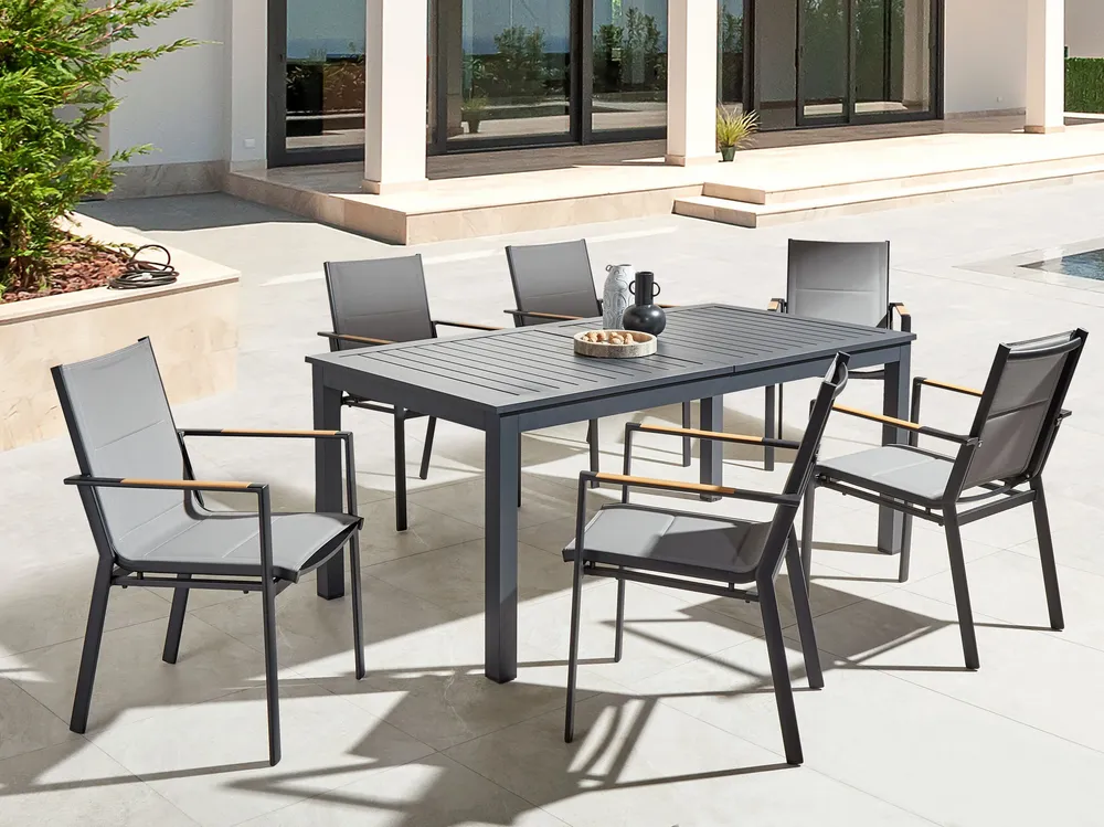 Extending Aluminium Garden Dining Table 180/240 x 90 cm Dark Grey SKALOMA