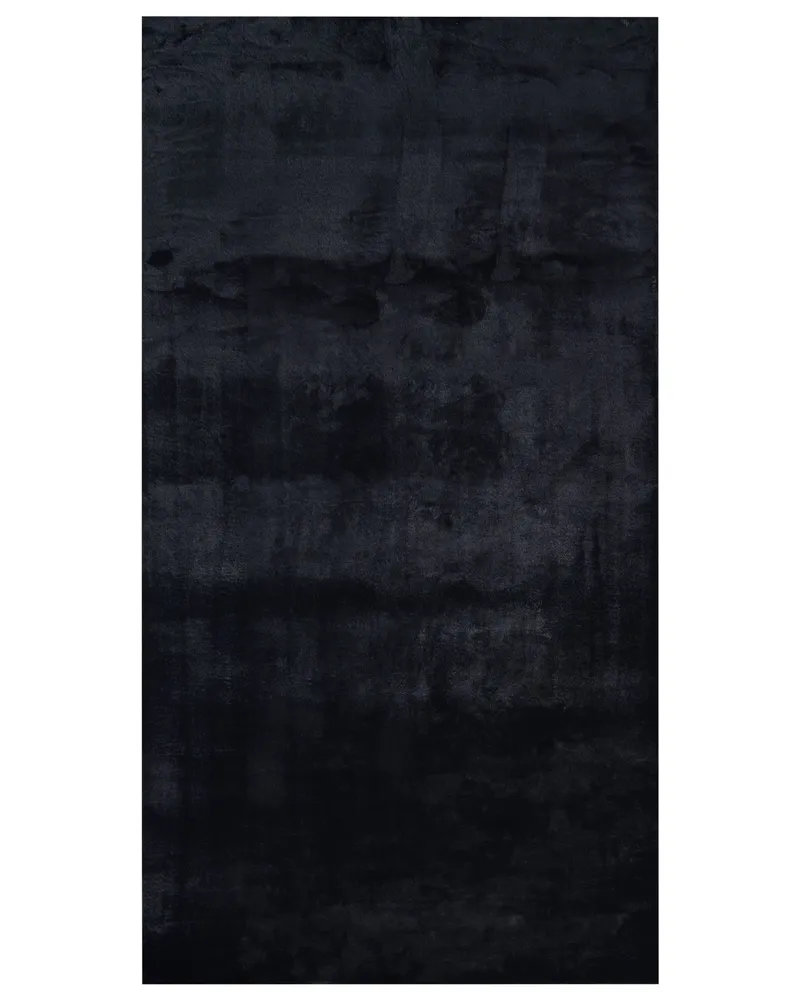 Faux Rabbit Fur Rug 80 x 150 cm Negro MIRPUR
