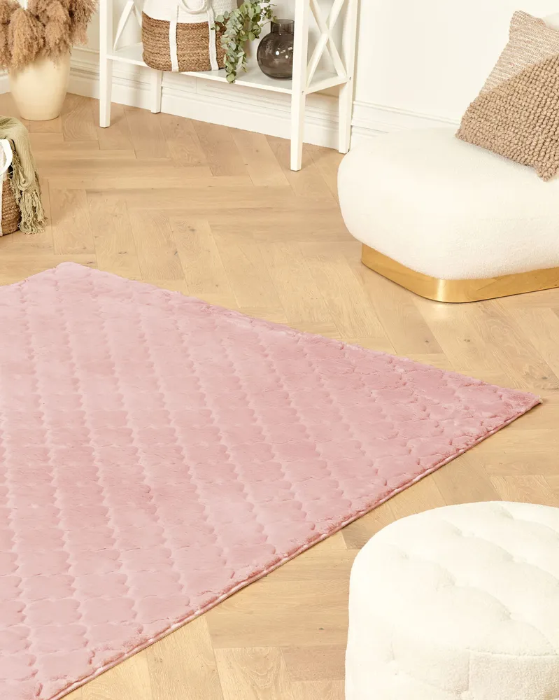 Faux Rabbit Fur Rug 160 x 230 cm Rosa GHARO