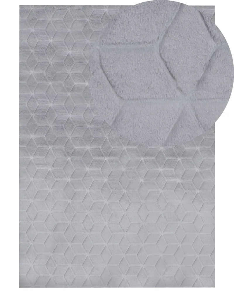 Faux Rabbit Fur Rug 160 x 230 cm Grey THATTA