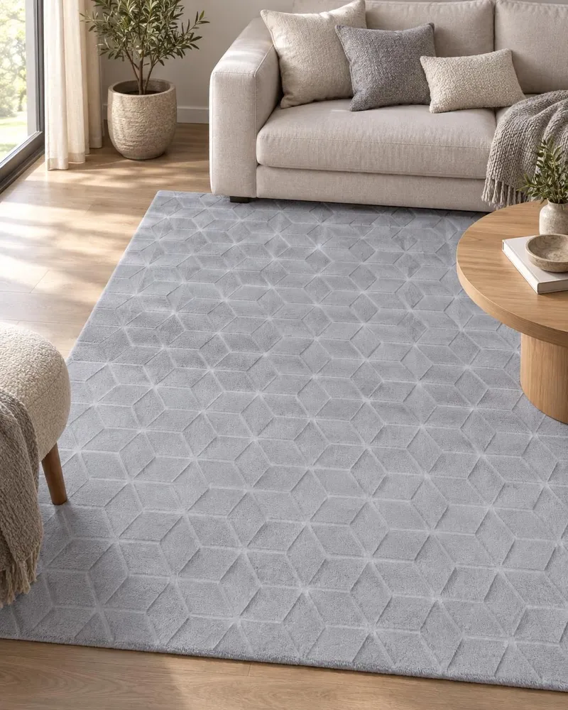 Faux Rabbit Fur Rug 160 x 230 cm Grey THATTA