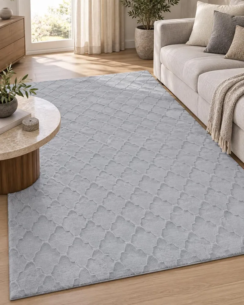 Faux Rabbit Fur Rug 160 x 230 cm Grey GHARO