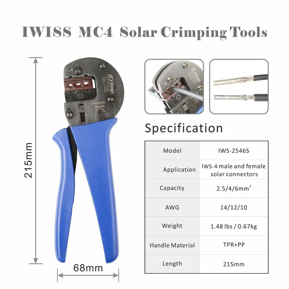 Ferramenta de crimpagem de painel solar IWS-2546S para 2,5/4/6 mm2 iCrimp