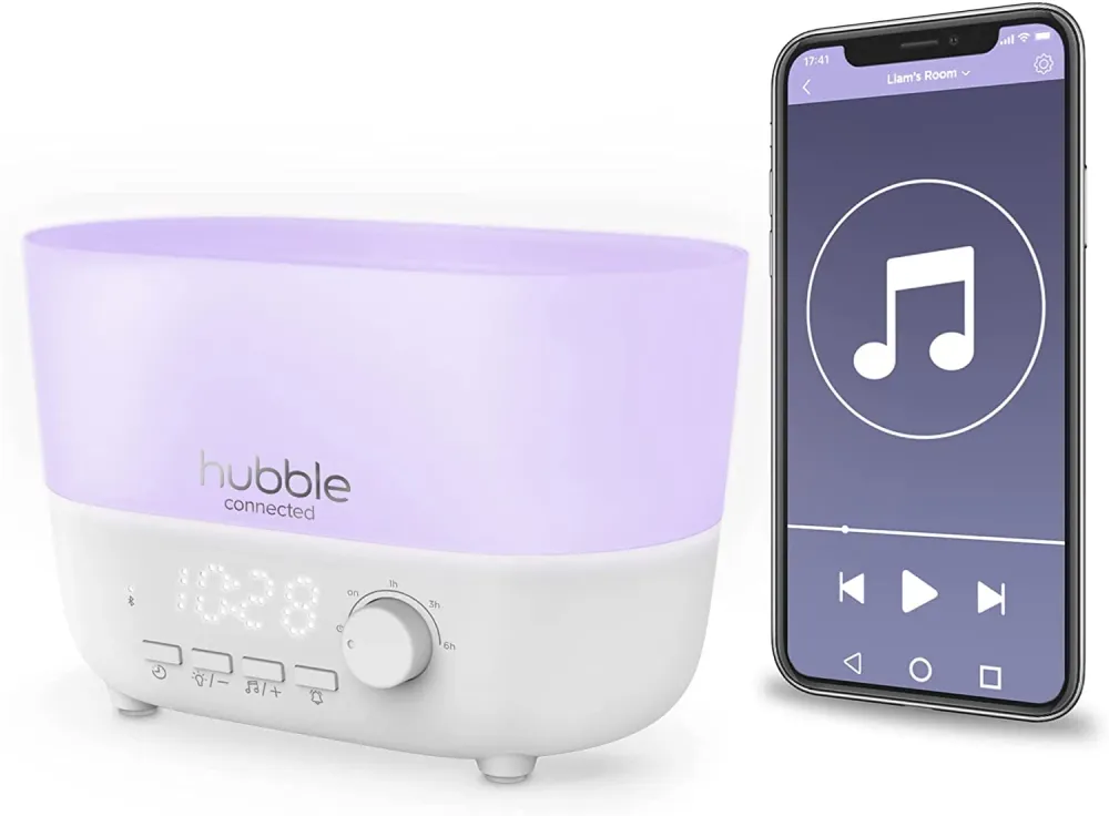 Hubble Umidificador inteligente Connected Mist 5 em 1 com difusor de aroma, alto-falante Bluetooth, luz noturna de 7 cores...