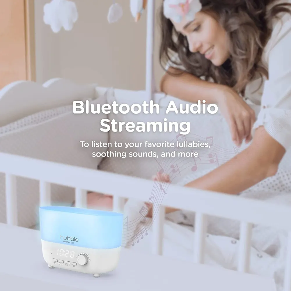 Hubble Umidificador inteligente Connected Mist 5 em 1 com difusor de aroma, alto-falante Bluetooth, luz noturna de 7 cores...