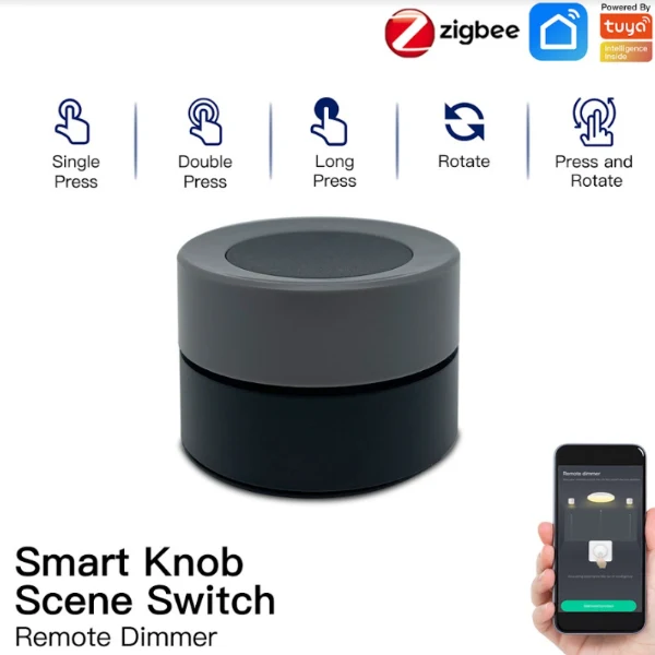 Interruptor Dimmer Virtual Rotativo - Zigbee - Smart Knob - Tuya / Smartlife